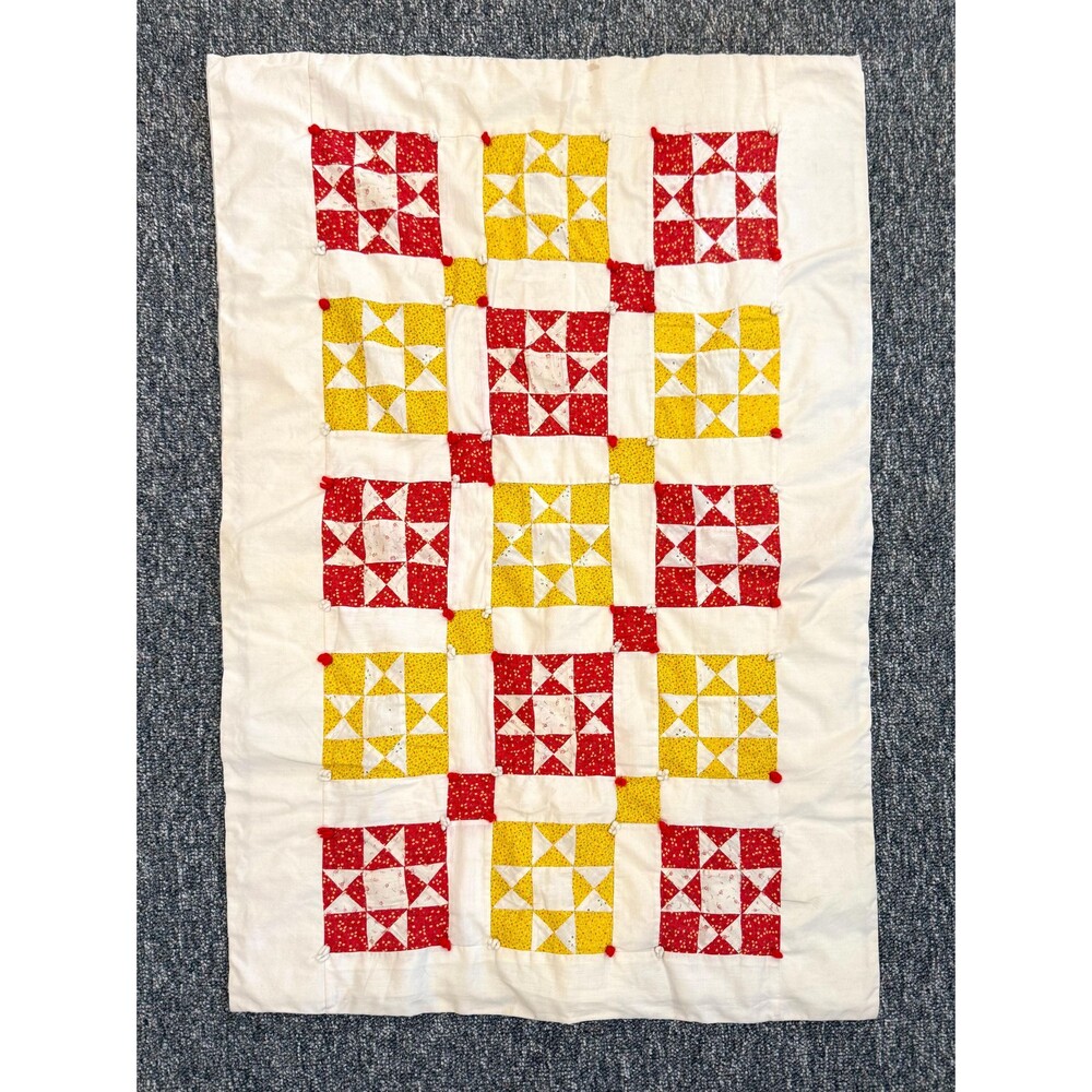 Vintage Kids Quilt, Patchwork Crib Quilt